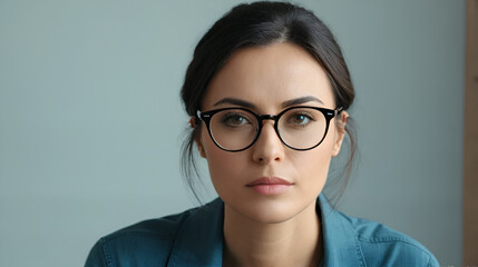 Fototapeta premium woman in glasses posing looking in camera pensive