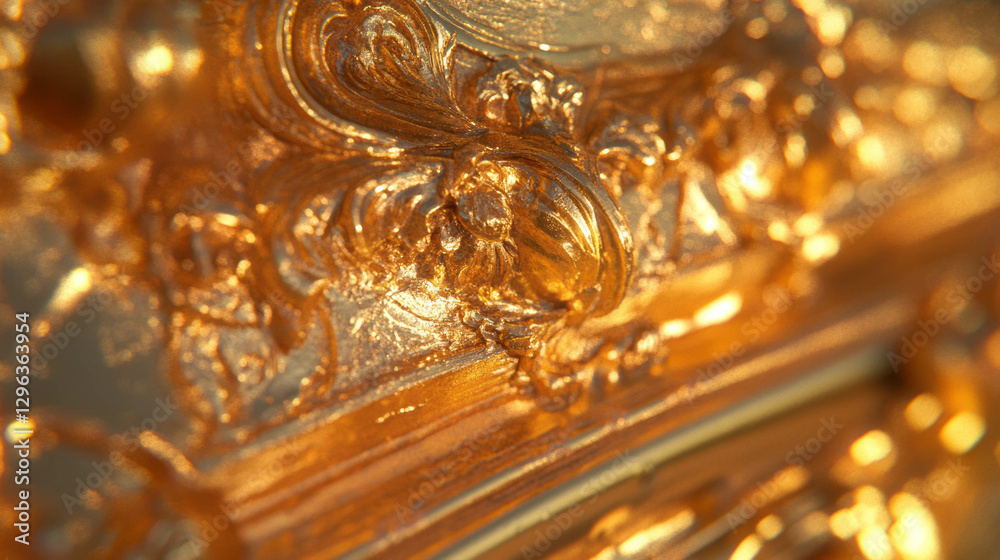 Poster elegant gilded wood frame with intricate baroque texture for art and design
