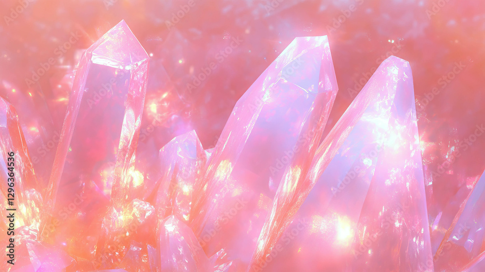 Poster radiant crystal fantasy background with sparkling light effects for design