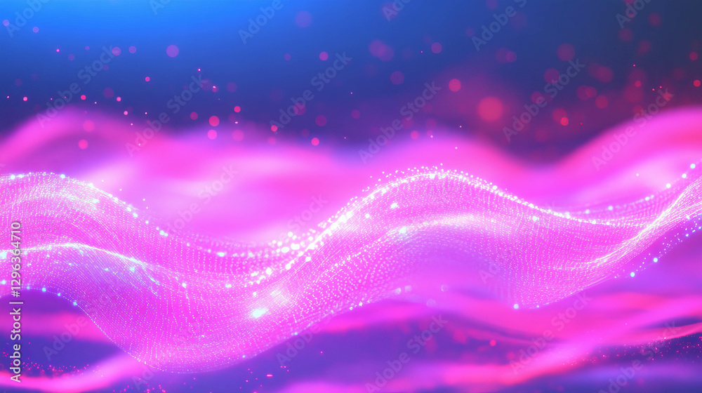 Poster Glowing data streams and flowing lines in a vibrant abstract background for digital design