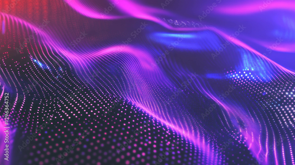 Poster futuristic glowing digital code texture with flowing abstract waves