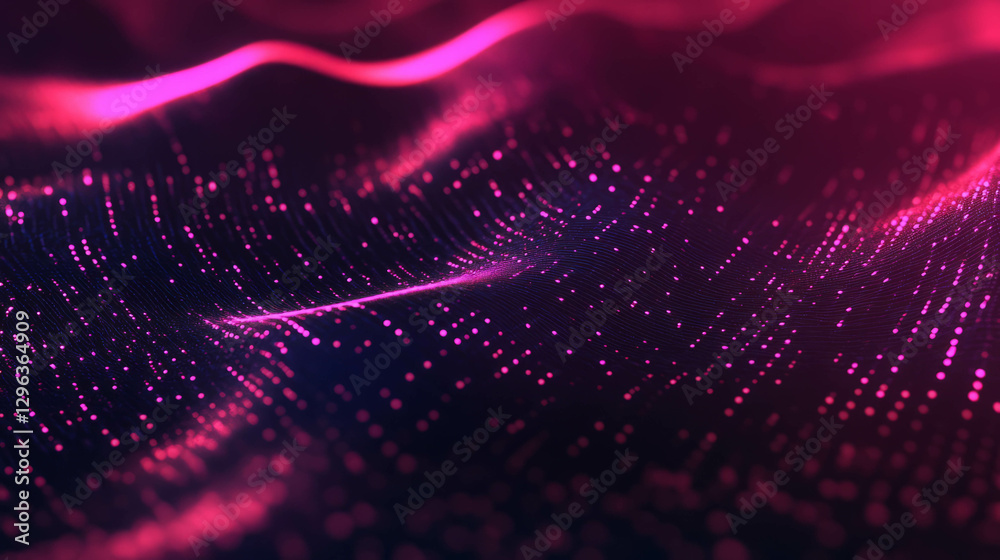 Poster Futuristic glowing digital code background with flowing patterns for technology design