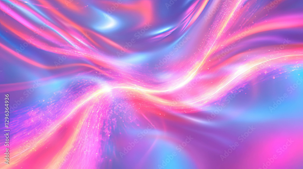 Aufkleber vibrant glowing energy fields in abstract colorful waves