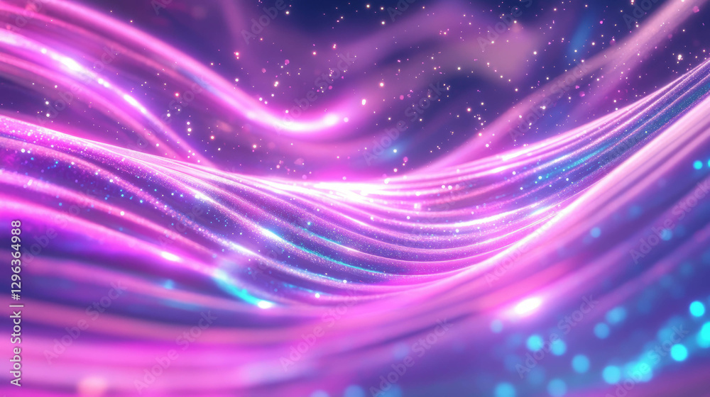 Poster vibrant energy fields and glowing waves in a cosmic abstract design