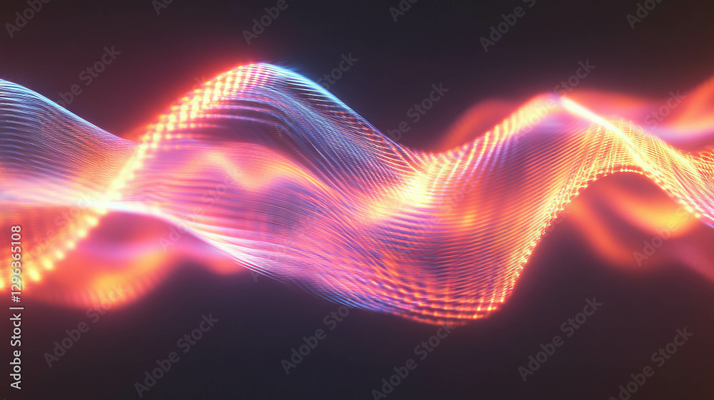 Poster Vibrant energy waves with glowing light patterns for dynamic background design