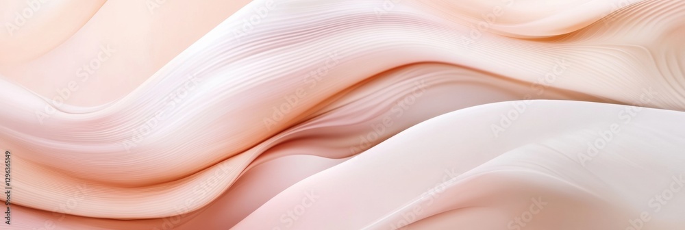 Aufkleber Soft silky fabric draping beautifully in gentle waves of pale color reflecting light and structure. Generative AI