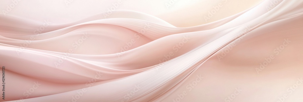 Poster Soft flowing fabric drapes in gentle waves creating a serene and calming atmosphere. Generative AI