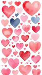 Hearts, Watercolor Drawing, Set of Hearts, Love, Valentine's Day, Hand Drawn, Hearts Vector