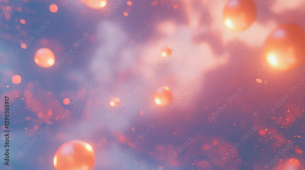 Poster dreamy background with glowing orbs and soft ethereal light
