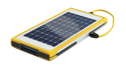 Portable solar panel charging device with transparent background