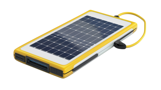 Portable solar panel charging device with transparent background - Powered by Adobe