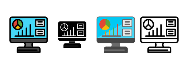 Set of Web Analytics Icon Line, Line Filled, Glyph, Flat Icons