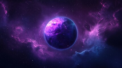 Obraz premium Cosmic view of a vibrant purple planet in space
