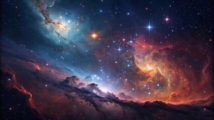 Fototapeta premium Stunning Deep Space Nebula with Glowing Stars – Cosmic Galaxy Background