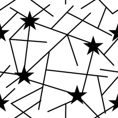 black and white stars seamless pattern
