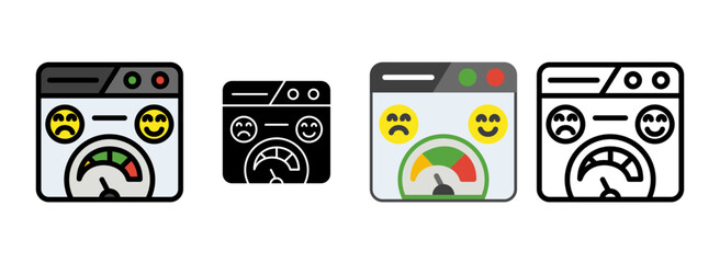 Set of Sentiment Analysis Icon Line, Line Filled, Glyph, Flat Icons
