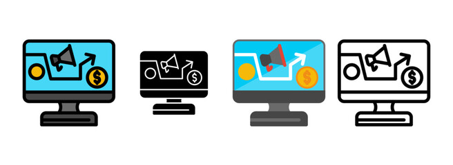 Set of Marketing Plan Icon Line, Line Filled, Glyph, Flat Icons