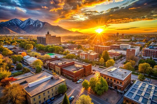 Downtown Provo Utah East View: Urban Exploration Photography -  Sunrise Cityscape