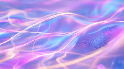 Futuristic holographic data stream with floating waves in abstract pastel colors