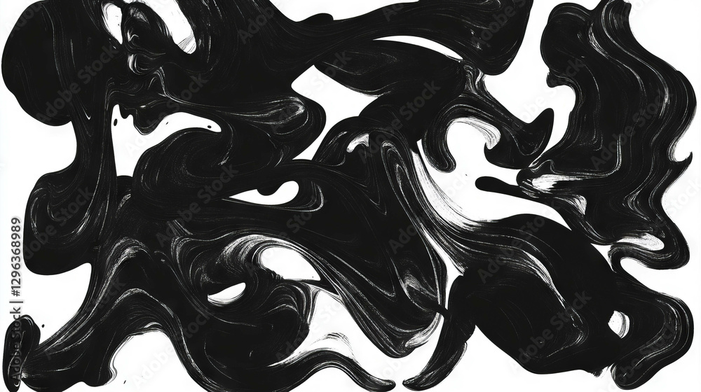 Poster abstract ink swirls with dynamic flowing shapes for creative design