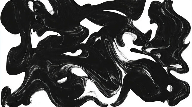 Abstract ink swirls with dynamic flowing shapes for creative design