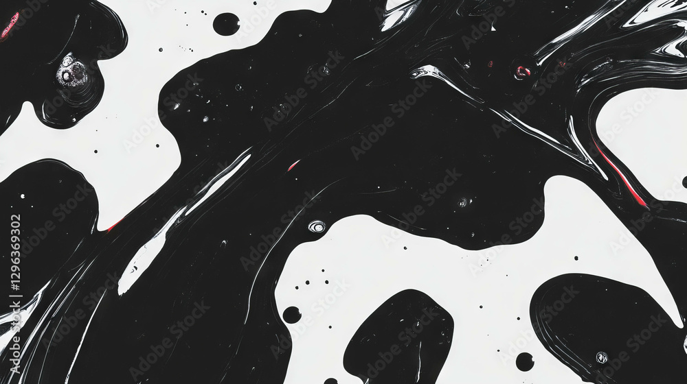 Poster abstract ink blots creating artistic black and white background for creative design