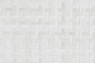 Old white bamboo weave texture background, pattern of woven rattan mat in vintage style.