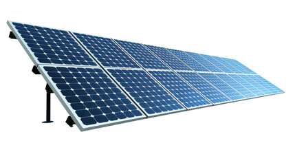 Solar panels converting sunlight into renewable energy on transparent background