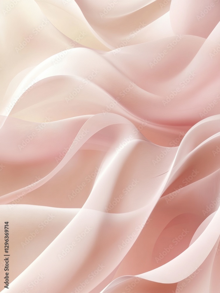 Leinwandbilder Soft flowing fabric in shades of beige and pink creating a gentle texture. Generative AI