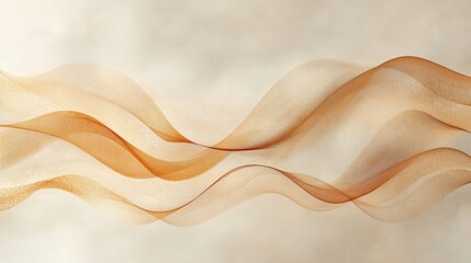 Wavy translucent flowing ribbons of varying shades against a soft background