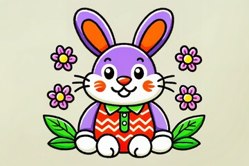 Obraz premium easter bunny with eggs Icon animal logo collection Illustration design template