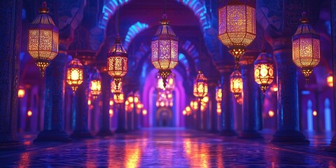Animated Turkish Temple with Ramadan Lanterns and Golden Glow