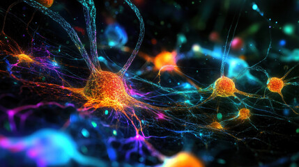 Colorful Neuron Network Illustration