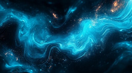Abstract artistic digital artwork depicting swirling blue cosmic energy