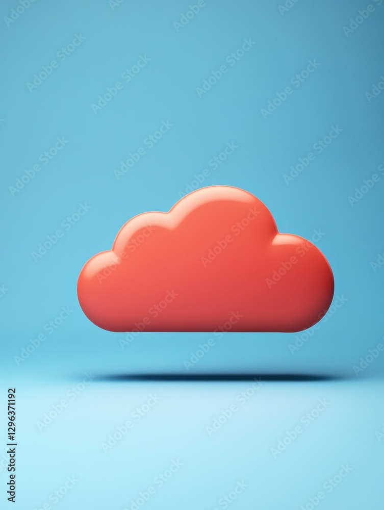 Poster creative cloud icon on blue background with mockup place. cloud computing and database concept. 3d r