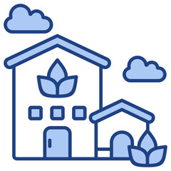 Green House Blue Icon