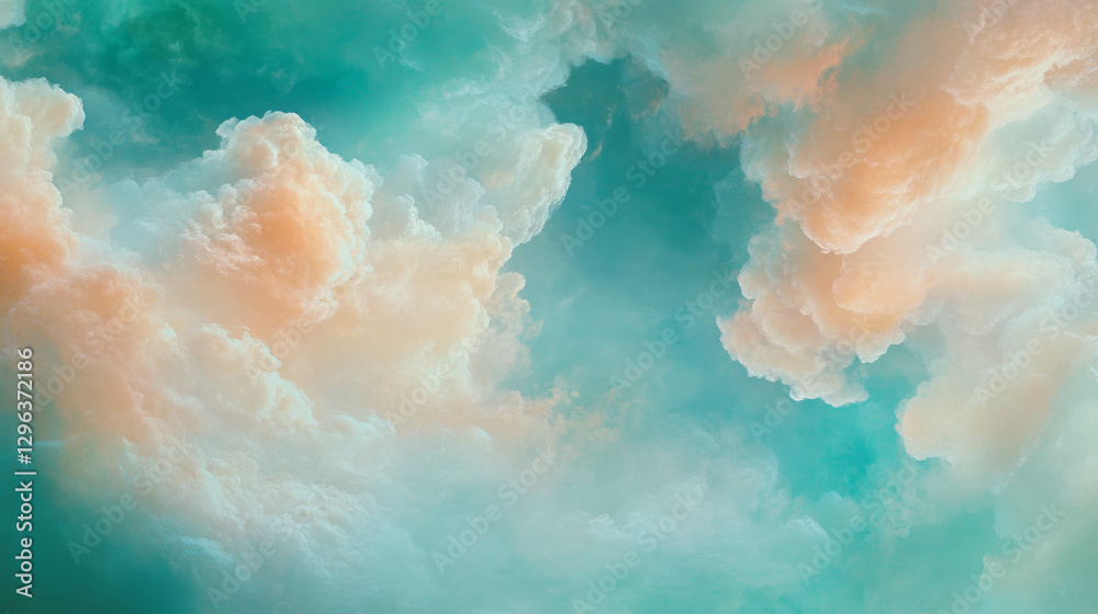 Poster dreamy cloudscape background with soft edges and pastel hues for art design