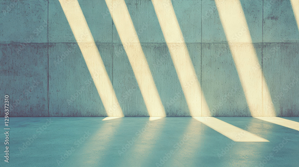 Poster modern minimalist concrete wall with sunlit beams for architecture and design
