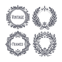 High-quality vector illustration of Vintage floral frames, perfect for creative design, branding, and digital artwork.