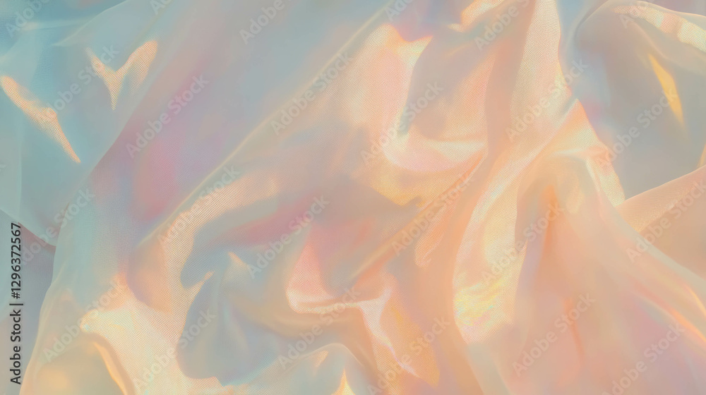 Poster Ethereal light patterns on sheer fabric for elegant background design