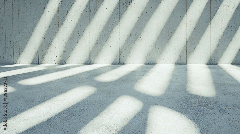 Poster Light and shadow patterns on smooth grey concrete texture background