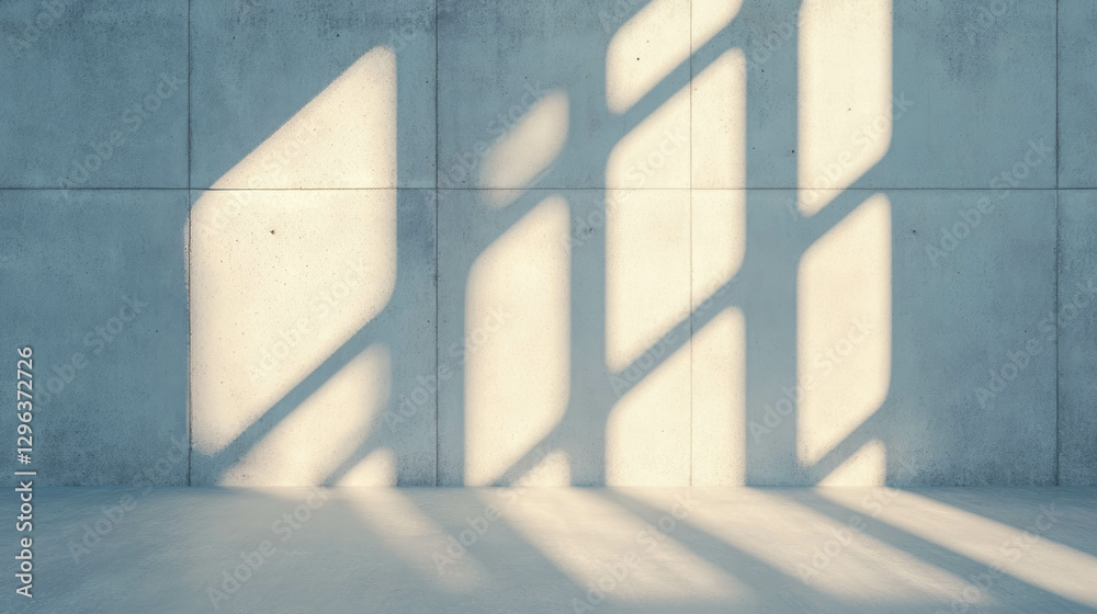 Poster Light grey concrete texture with soft shadow patterns for modern design background