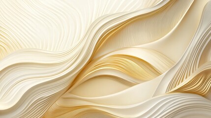 Obraz premium Flowing abstract curves with shades of gold and cream colors