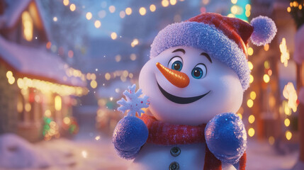 Obraz premium Happy Snowman in a Winter Wonderland