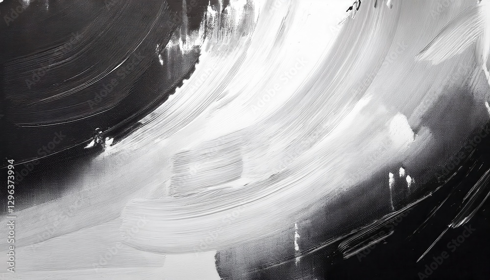 Poster abstract black and white brushstroke texture with dynamic contrast, modern artistic background for d