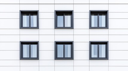 Obraz premium Modern Building Facade, Six Windows, White Wall
