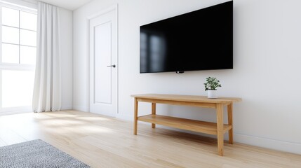 Fototapeta premium Modern Living Room Interior with TV & Console