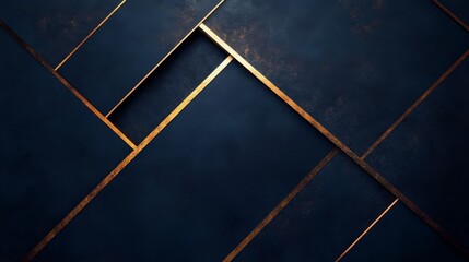 Abstract geometric composition featuring navy blue and gold lines creating shapes