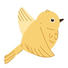 Cute bright bird. Vector illustration of a feathered bird in spring. Isolated on a white background. Cute cartoon picture for a postcard