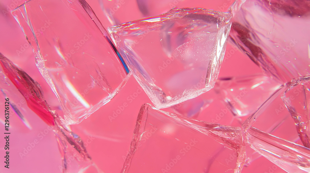 Poster abstract magenta broken glass texture with frosted fragments for artistic design concepts